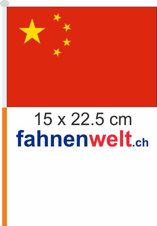 China Fahne / Flagge am Stab Pack &agrave; 4 St&uuml;ck | 15 x 22.5 cm - Bild 1