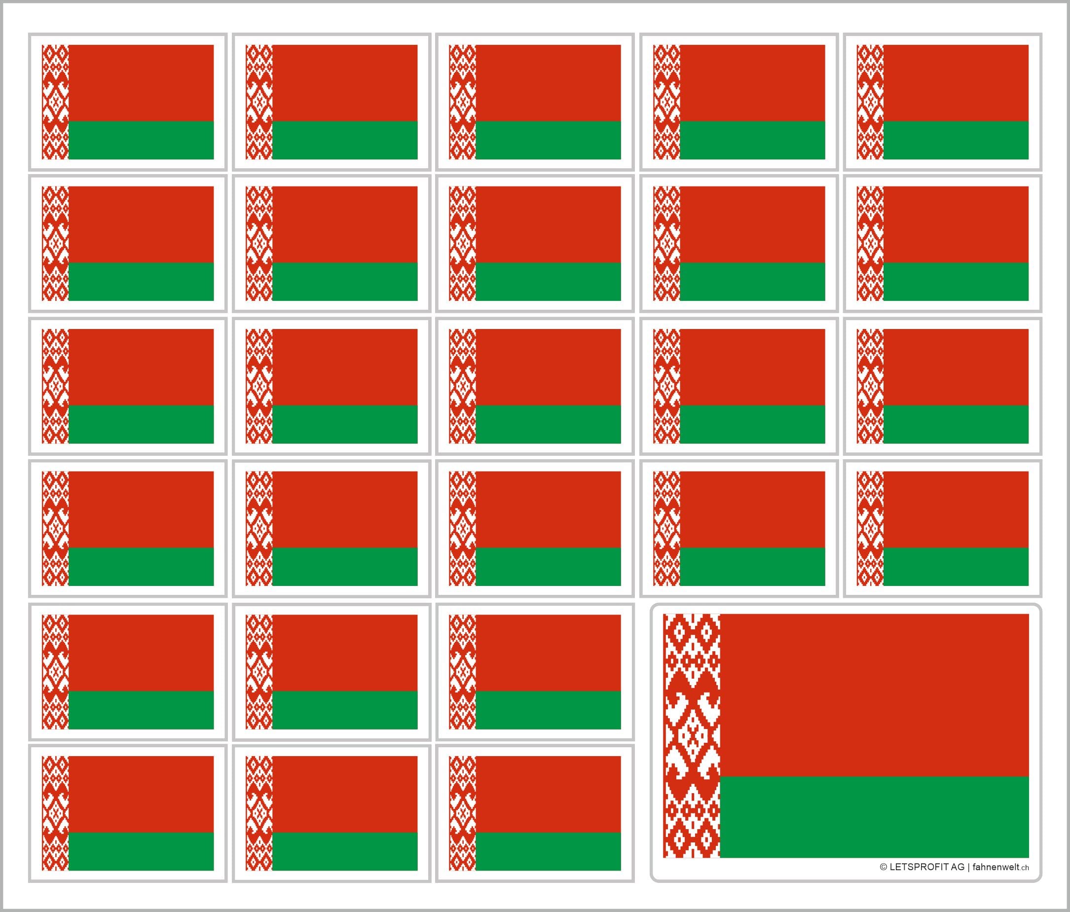Aufkleber Belarus / Weissrussland auf Bogen | 12.5 x 10.5 cm - Bild 1