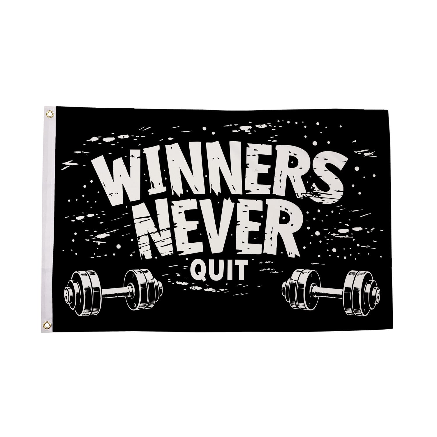 Gewinner geben niemals auf | WINNERS NEVER QUIT Fahne aus Stoff | 90 x 150 cm - Bild 1