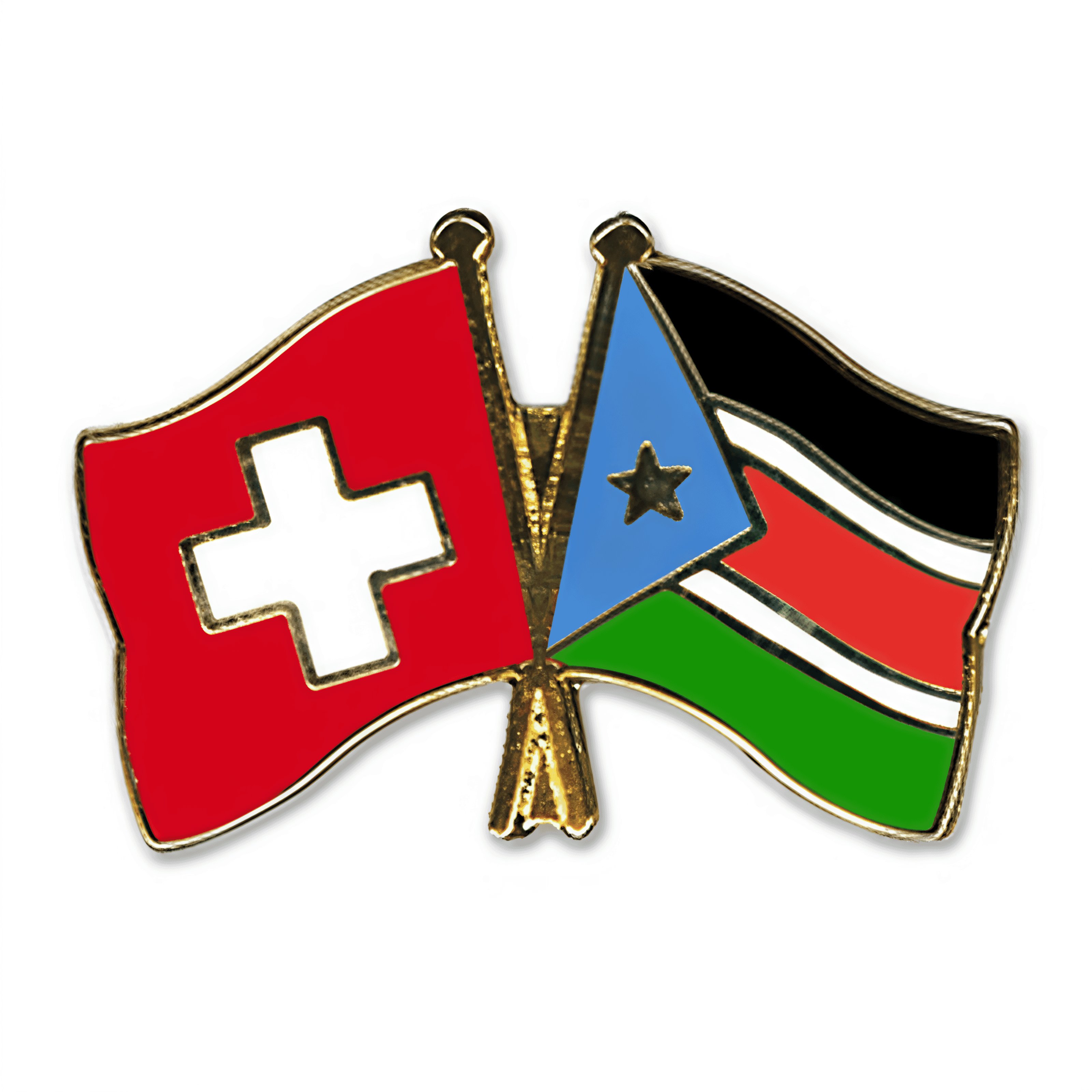 Freundschaftspin Schweiz-S&uuml;dsudan | Gr&ouml;sse ca. 22mm - Bild 1