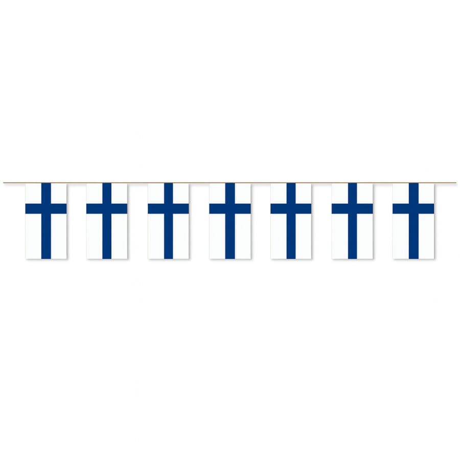 Fahnenkette Finnland gedruckt aus Papier | 20 Fahnen 12 x 24 cm 5 m lang - Bild 1