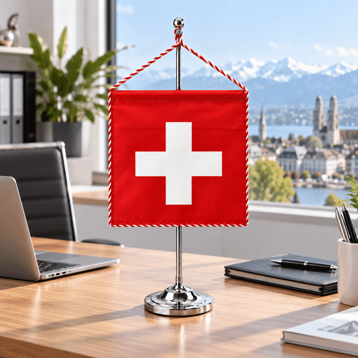 Schweizer Tischbanner 16 &times; 16 cm Dekorsatin mit Kordel - Bild 5