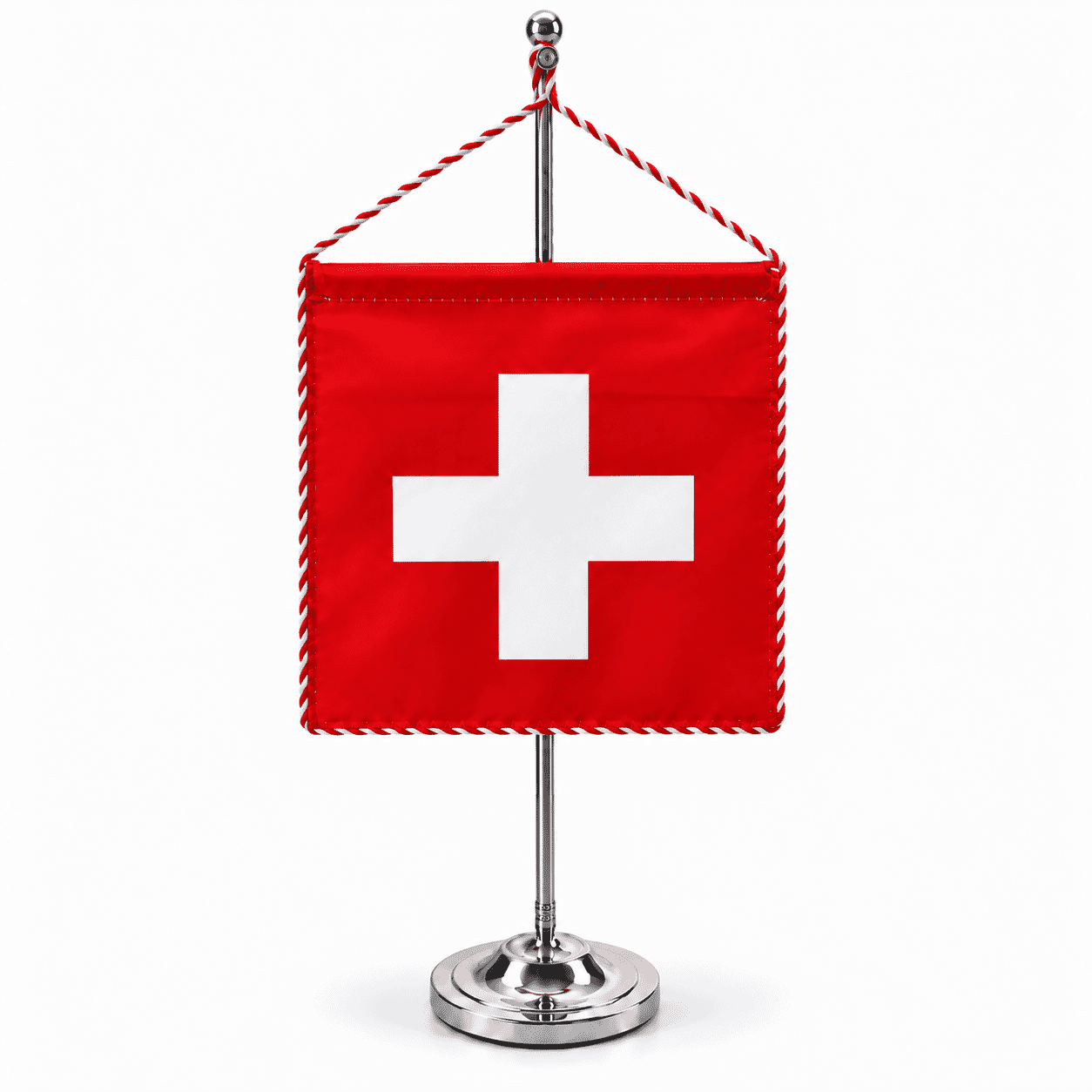 Schweizer Tischbanner 16 &times; 16 cm Dekorsatin mit Kordel - Bild 1