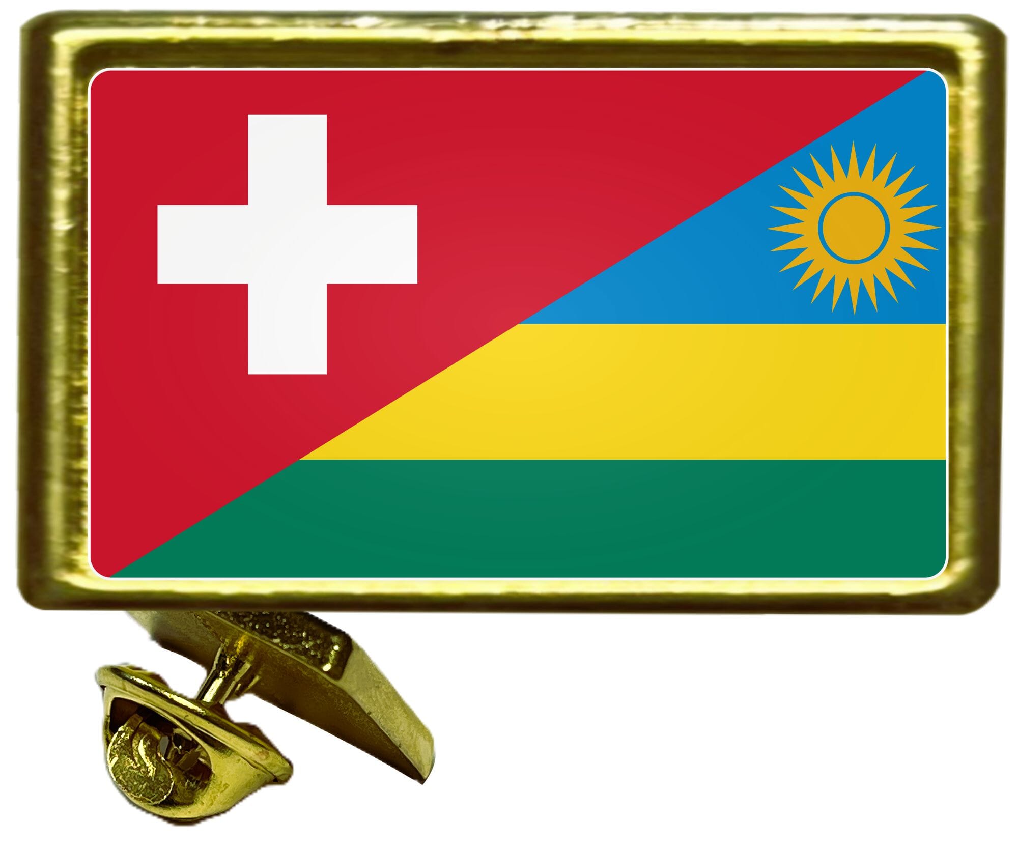 Freundschaftspin Schweiz-Ruanda | Gr&ouml;sse ca. ca. 24 x 18 mm - Bild 1