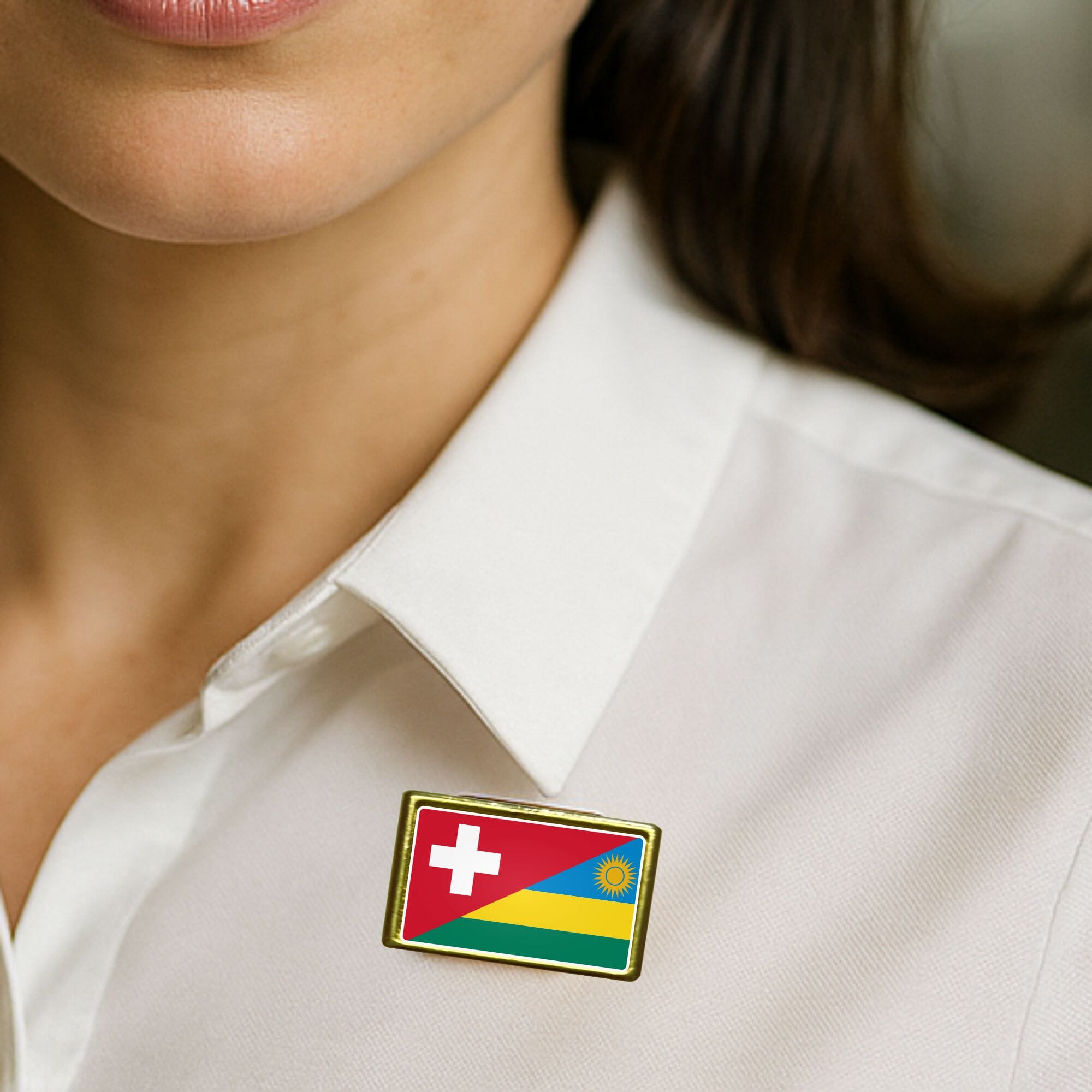 Freundschaftspin Schweiz-Ruanda | Gr&ouml;sse ca. ca. 24 x 18 mm - Bild 3