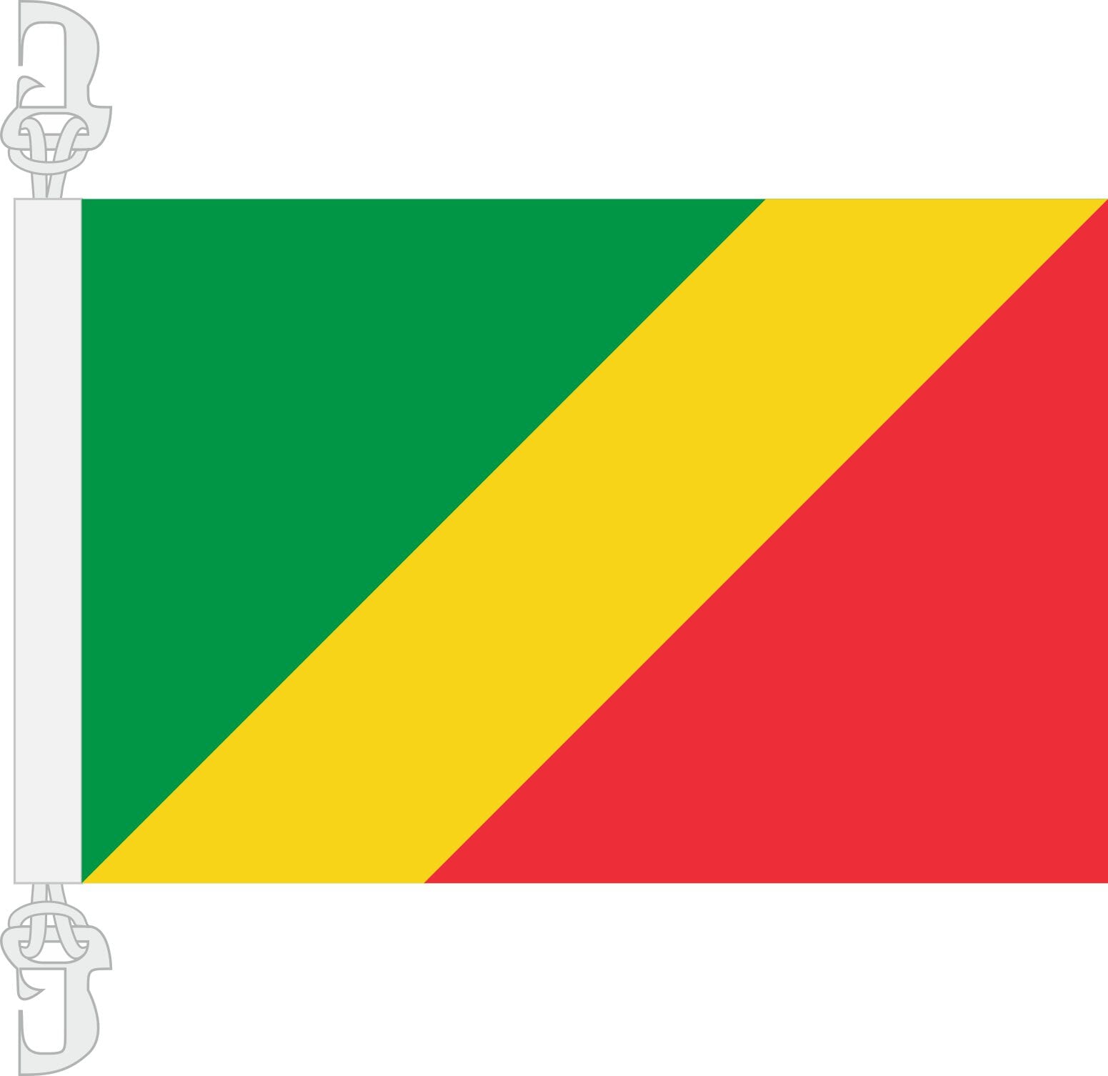 Kongo-Brazzaville Republik Hissfahne gedruckt im Querformat | 30 x 45 cm - Bild 1