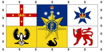 K&ouml;nigin Elisabeth II. in Australien Fahne gedruckt | Australia Royal Standard Flag | 90 x 150 cm - Bild 1