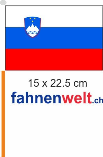 Slowenien Fahne / Flagge am Stab Pack &agrave; 4 St&uuml;ck | 15 x 22.5 cm - Bild 1