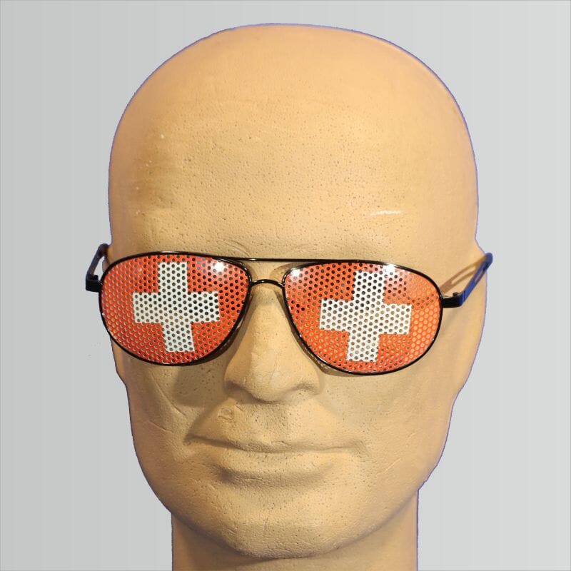 Schweizer Fan-Set mit Fahne, Schal, Poncho, Jass, & Brille &ndash; 5-teilig - Bild 2