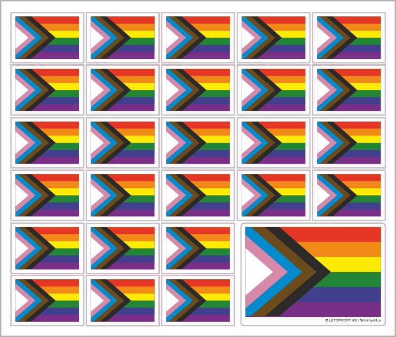 Progress-Pride Fahnenkleber mit 27 Klebern | Gr&ouml;sse ca. 13.5 x 11.5 cm - Bild 1