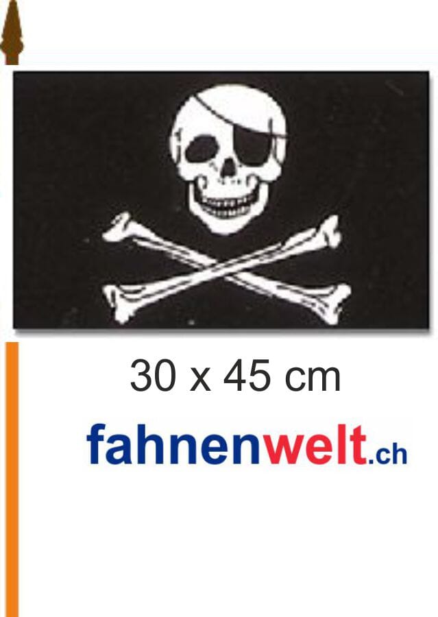 Pirat mit Knochen Fahne / Flagge am Stab | 30 x 45 cm - Bild 1