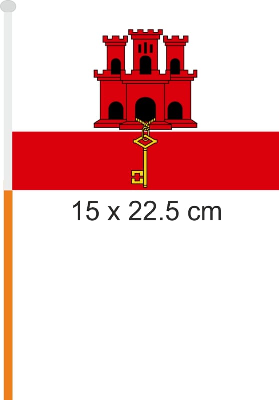 Gibraltar / Flagge am Stab Pack &agrave; 4 St&uuml;ck | 15.5 x 22.5 cm - Bild 1