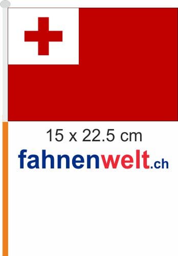 Tonga Fahne / Flagge am Stab Pack &agrave; 4 St&uuml;ck | 15 x 22.5 cm - Bild 1