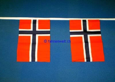 Fahnenkette Norwegen gedruckt aus Stoff | 30 Fahnen 15 x 22.5 cm 9 m lang - Bild 1
