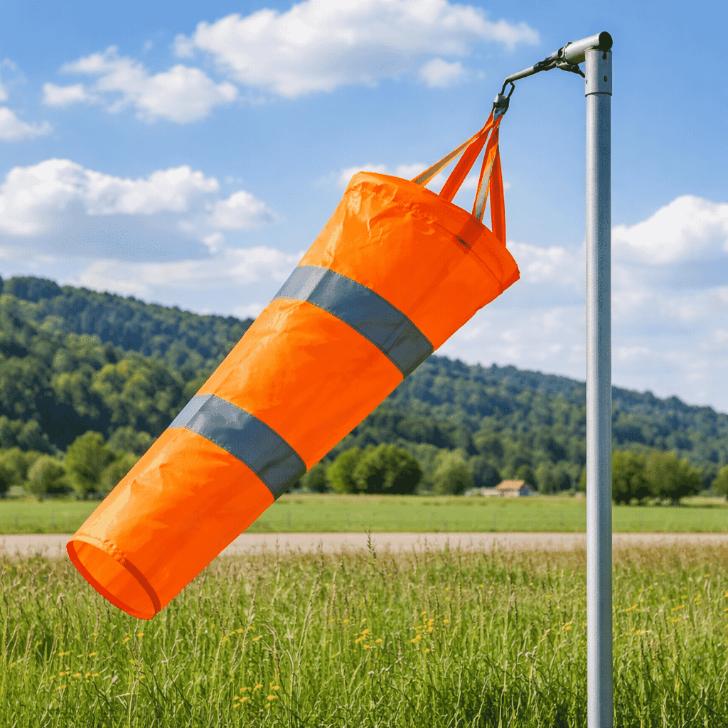 Windsack orange mit Reflexstreifen aus Nylongewebe | 80 cm lang &Oslash; 24 cm - Bild 4