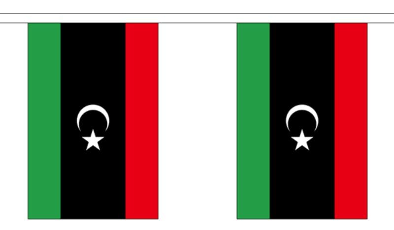 Fahnenkette Libyen gedruckt aus Stoff | 30 Fahnen 15 x 22.5 cm 9 m lang - Bild 1