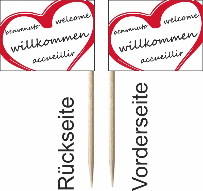 Mini-Fahnen herzlich willkommen Pack &agrave; 50 St&uuml;ck | 30 x 40 mm - Bild 2