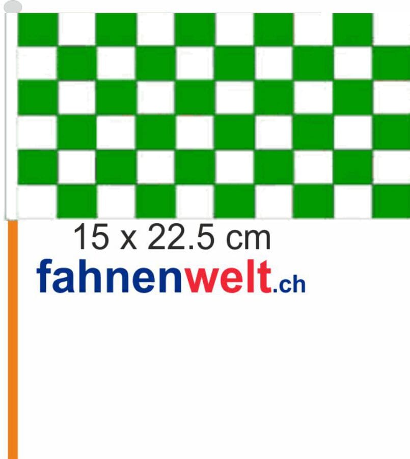 Fan-Fahne gr&uuml;n/weiss Fahne / Flagge am Stab Pack &agrave; 4 St&uuml;ck | 15.5 x 23 cm - Bild 1