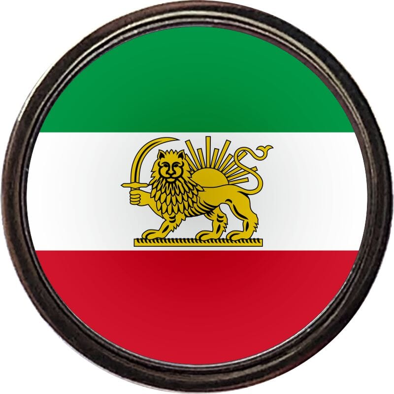 Flaggen Pin Persien / historische Iran Fahne L&ouml;we Sonne RUND mit Verschluss | &Oslash; 1.6 cm - Bild 1