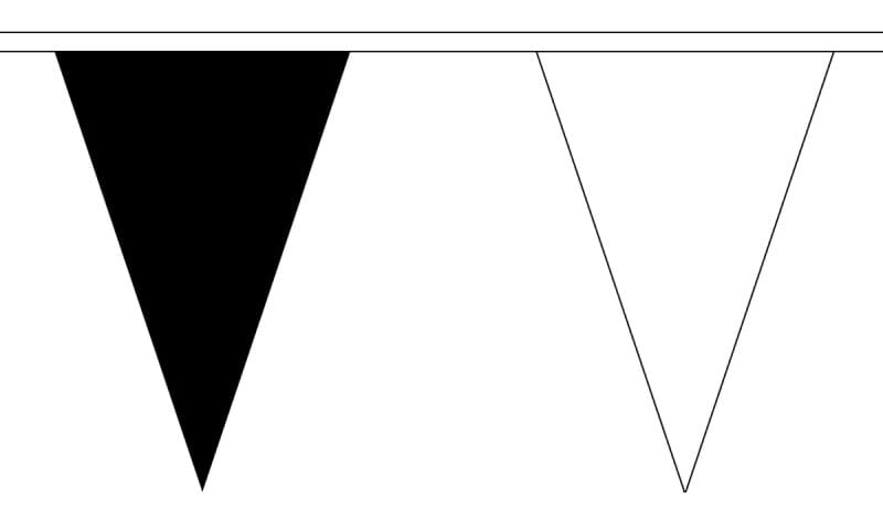 Wimpelkette schwarz und weiss gedruckt aus Stoff | 50 Wimpel 20 x 30 cm 20 m lang - Bild 1