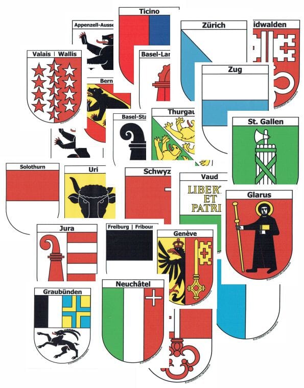Set Aufkleber alle Kantone | ca. 13.5 x 17.7 cm - Bild 1