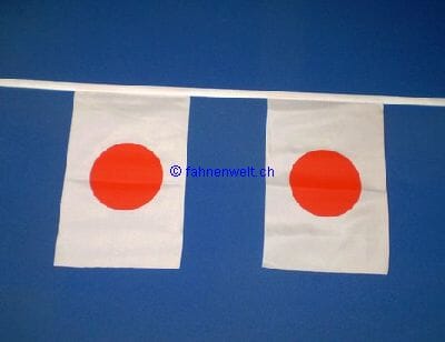 Fahnenkette Japan gedruckt aus Stoff | 30 Fahnen 15 x 22.5 cm 9 m lang - Bild 2