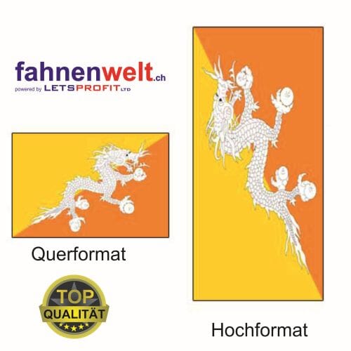 Bhutan Fahne aus Multi-Flag im Hoch- und Querformat | diverse Gr&ouml;ssen - Bild 1