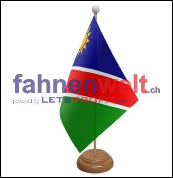 Namibia Tisch-Fahne aus Stoff mit Holzsockel | 22.5 x 15 cm - Bild 1