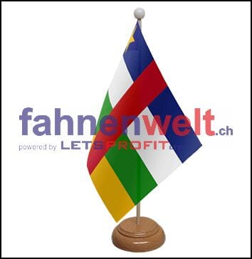 Zentralafrikanische Republik Tisch-Fahne aus Stoff mit Holzsockel | 22.5 x 15 cm - Bild 1