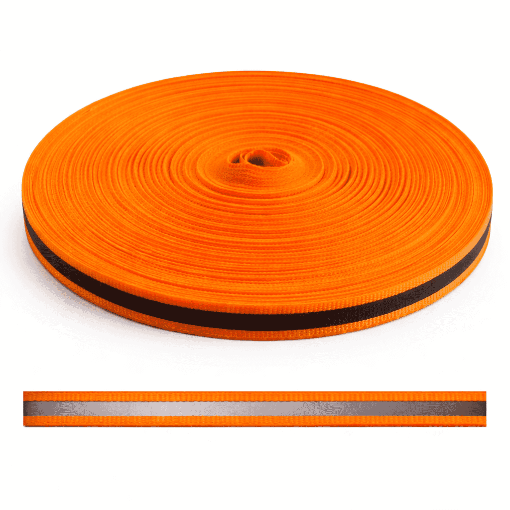 Reflektierendes Band zum Aufn&auml;hen orange 1 cm mit 0.5 cm Reflektorstreifen Meterware - Bild 1