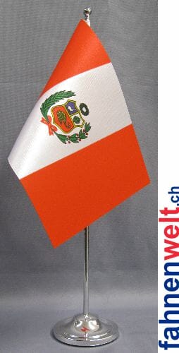 Peru Tisch-Fahne DeLuxe ohne St&auml;nder | 15.5 x 24 cm - Bild 1