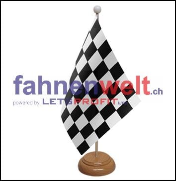 Ziel/Start Tisch-Fahne aus Stoff mit Holzsockel | 22.5 x 15 cm - Bild 1
