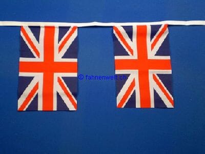 Fahnenkette Grossbritannien / UK gedruckt aus Stoff | 30 Fahnen 15 x 22.5 cm 9 m lang - Bild 1
