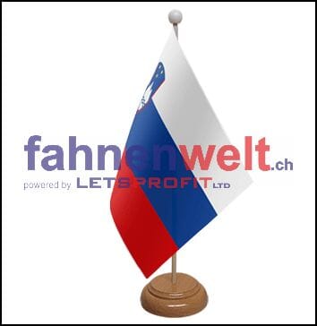 Slowenien Tisch-Fahne aus Stoff mit Holzsockel | 22.5 x 15 cm - Bild 1