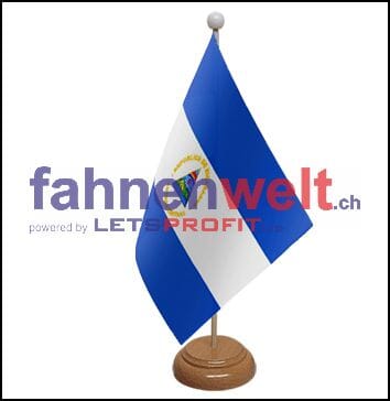 Nicaragua Tisch-Fahne aus Stoff mit Holzsockel | 22.5 x 15 cm - Bild 1