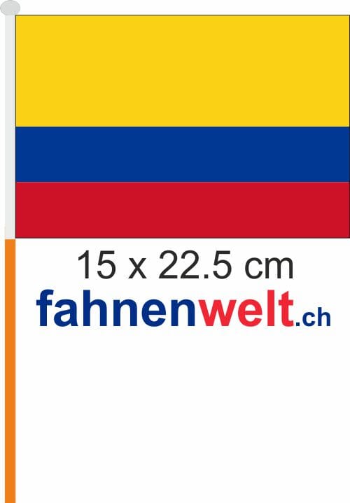 Kolumbien Fahne / Flagge am Stab Pack &agrave; 4 St&uuml;ck | 15 x 22.5 cm - Bild 1