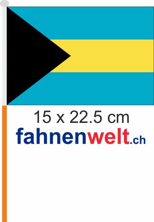 Bahamas Fahne / Flagge am Stab Pack &agrave; 4 St&uuml;ck | 15 x 22.5 cm - Bild 1