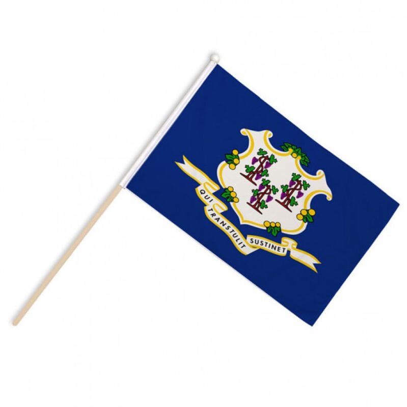 Connecticut Fahne / Flagge am Stab Pack &agrave; 4 St&uuml;ck | 15 x 22.5 cm - Bild 1