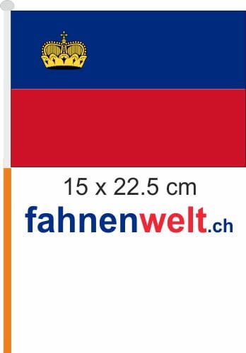 Liechtenstein Fahne / Flagge am Stab Pack &agrave; 4 St&uuml;ck | 15 x 22.5 cm - Bild 1