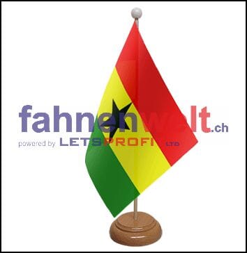 Ghana Tisch-Fahne aus Stoff mit Holzsockel | 22.5 x 15 cm - Bild 1