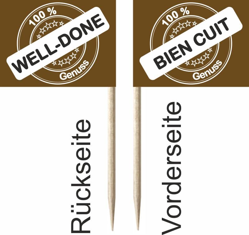 Mini-Fahnen Bien Cuit / Well Done Pack &agrave; 50 St&uuml;ck | 30 x 40 mm - Bild 2
