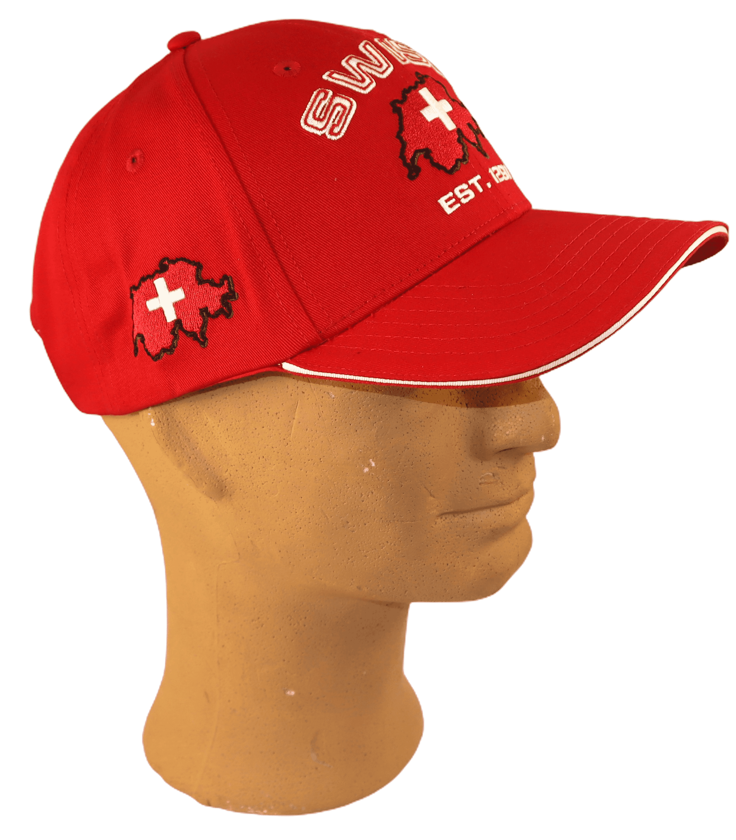 Baseballcap-Cap "SWISS" &ndash; Rot mit Landesgrenzen, One-Size - Bild 3