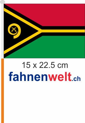 Vanuatu Fahne / Flagge am Stab Pack &agrave; 4 St&uuml;ck | 15 x 22.5 cm - Bild 1
