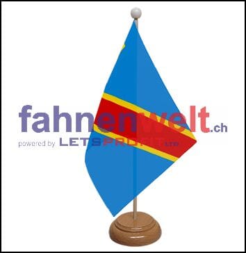 Kongo demokratische Republik Tisch-Fahne aus Stoff mit Holzsockel | 22.5 x 15 cm - Bild 1