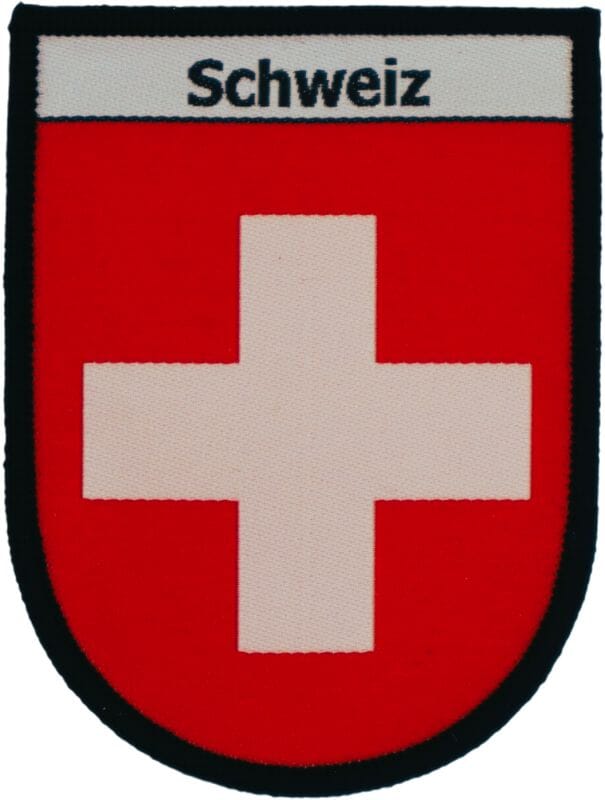 Patch gewoben zum aufb&uuml;geln Schweiz Wappen unten rund | 6 x 8 cm - Bild 1