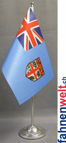 Fidschi Inseln Tisch-Fahne DeLuxe ohne St&auml;nder | 15.5 x 24 cm - Bild 1