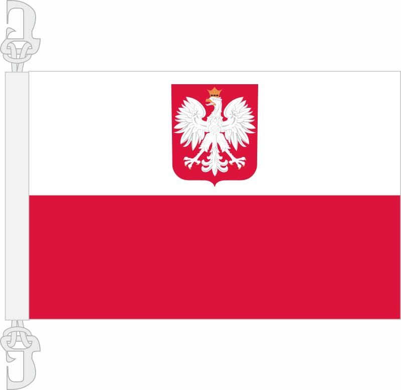 Polen mit Adler Hissfahne gedruckt im Querformat | 30 x 45 cm - Bild 1