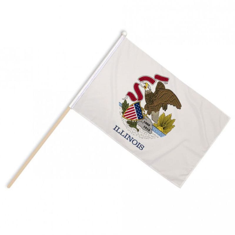 Illinois Fahne / Flagge am Stab Pack &agrave; 4 St&uuml;ck | 15 x 22.5 cm - Bild 1