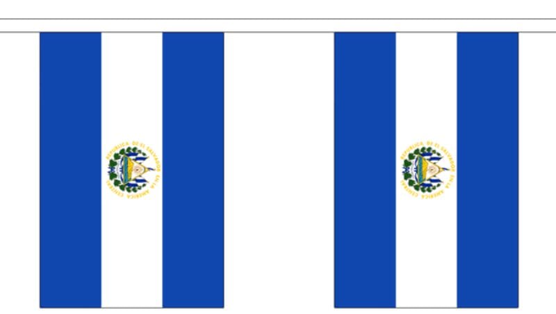 Fahnenkette El Salvador gedruckt aus Stoff | 30 Fahnen 15 x 22.5 cm 9 m lang - Bild 1