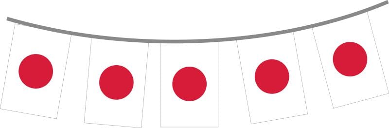 Fahnenkette Japan gedruckt aus Stoff | 30 Fahnen 15 x 22.5 cm 9 m lang - Bild 1